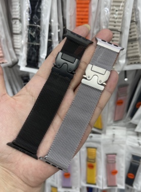 适用华强北HK10Pro苹果手表S10表带iwatch9金属降落伞扣ultra表带