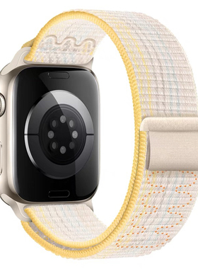 适用苹果s987654尼龙魔术贴iwatch10华强北HK10PRO微穿戴se手表带