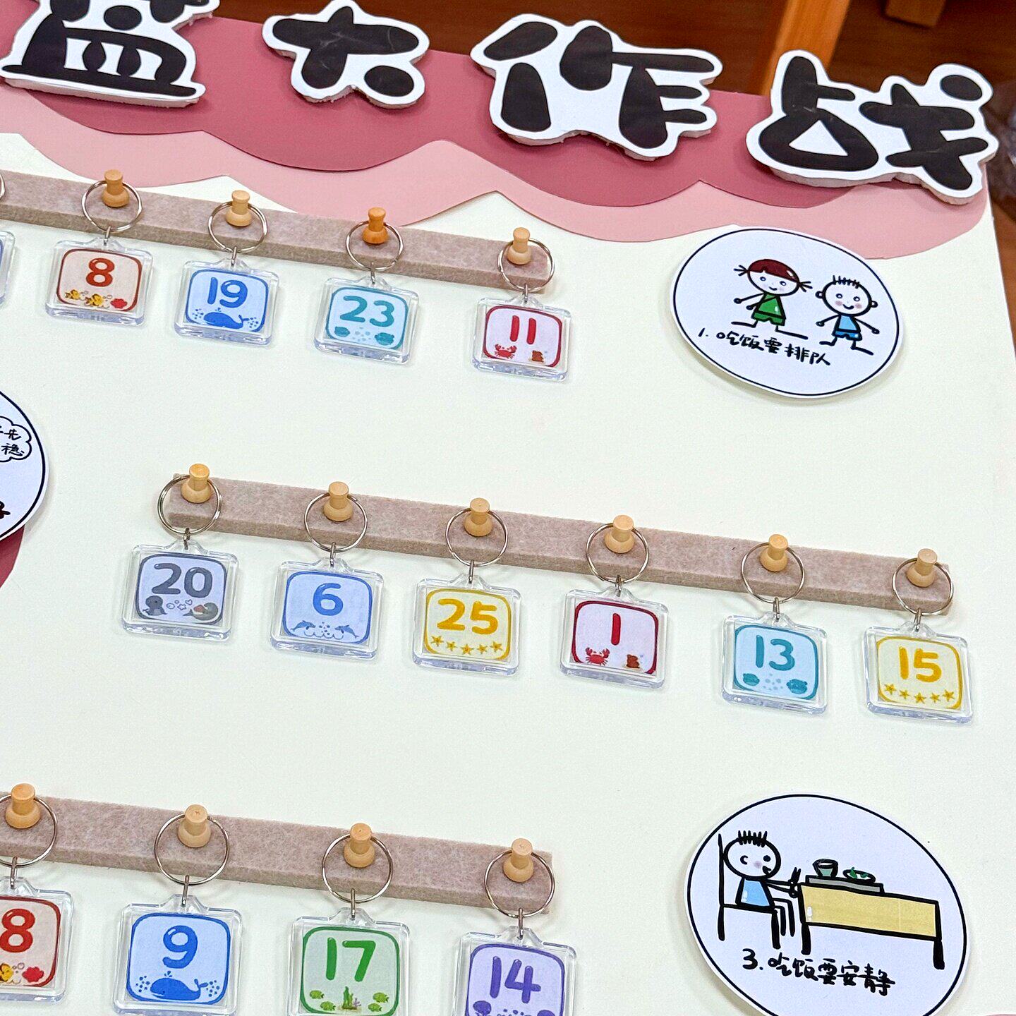 幼儿园粉色光盘行动签到墙班级区域进区打卡牌莫兰迪开学装饰展板