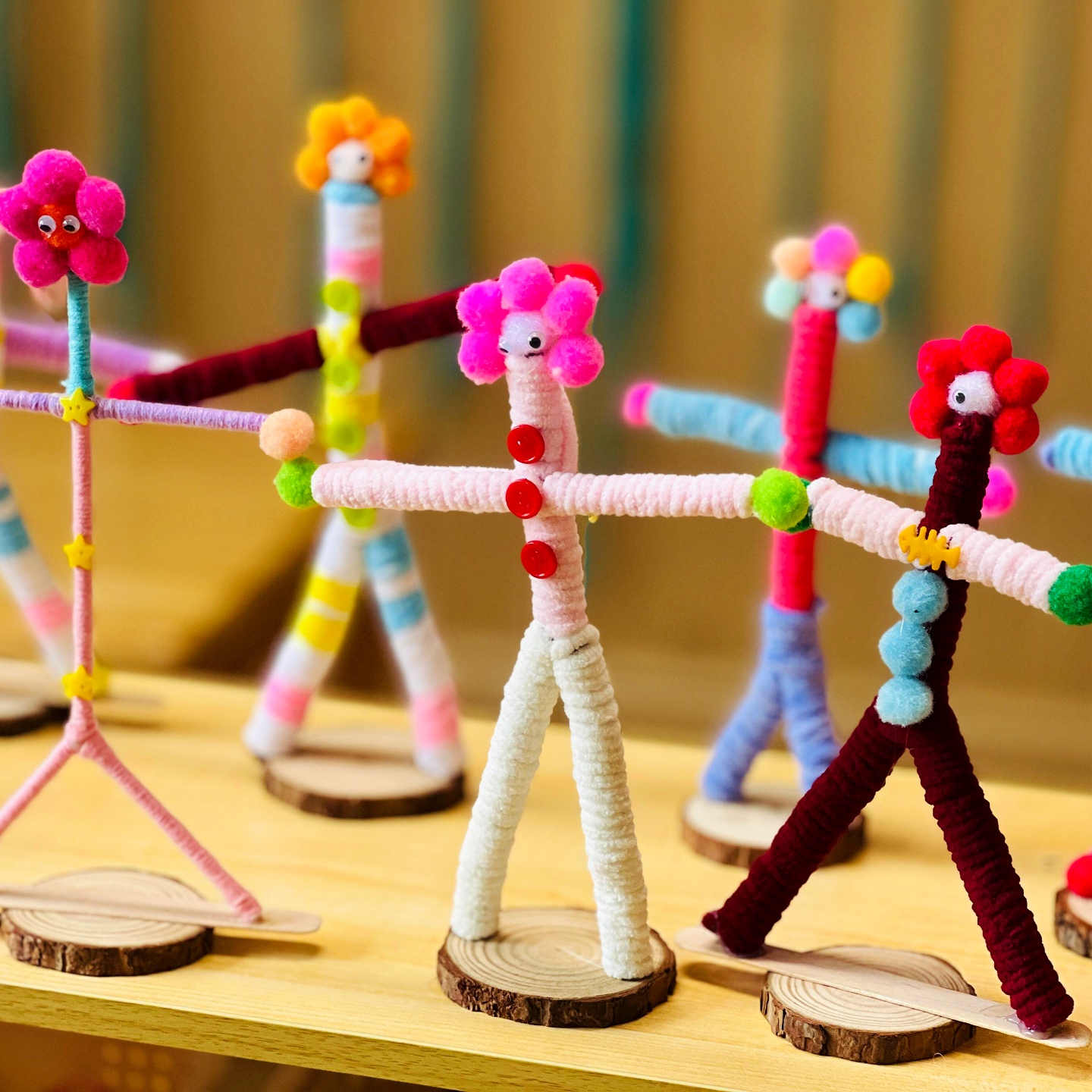 幼儿园编织区域树枝小人材料包大班毛线手工diy制作儿童创意美术