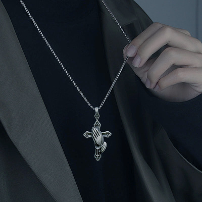 欧美嘻哈复古十字架吊坠项链