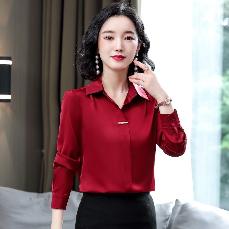  Burgundy spring summer winter advanced shiffon silk summer clothing, autumn, high-quality style, cotton and linen+3XL  
