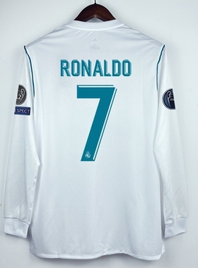 1718皇码球衣欧冠主场7号C罗长袖短袖印号定制复古足球服罗纳尔多
