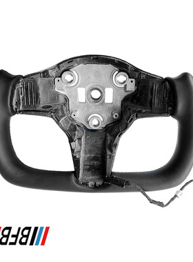 适用于特斯拉Model 3黑色Alcantara皮Yoke款方向盘改装飞机盘