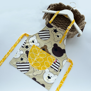 儿童围裙纯棉罩衣女宝宝吃饭防水围兜男宝3岁以上幼儿园婴儿辅食