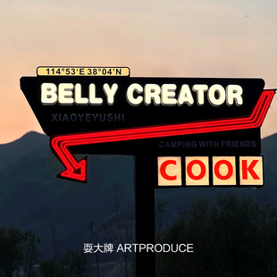 美式复古霓虹公路牌网红发光立柱立牌打卡定做指示牌户外导向牌