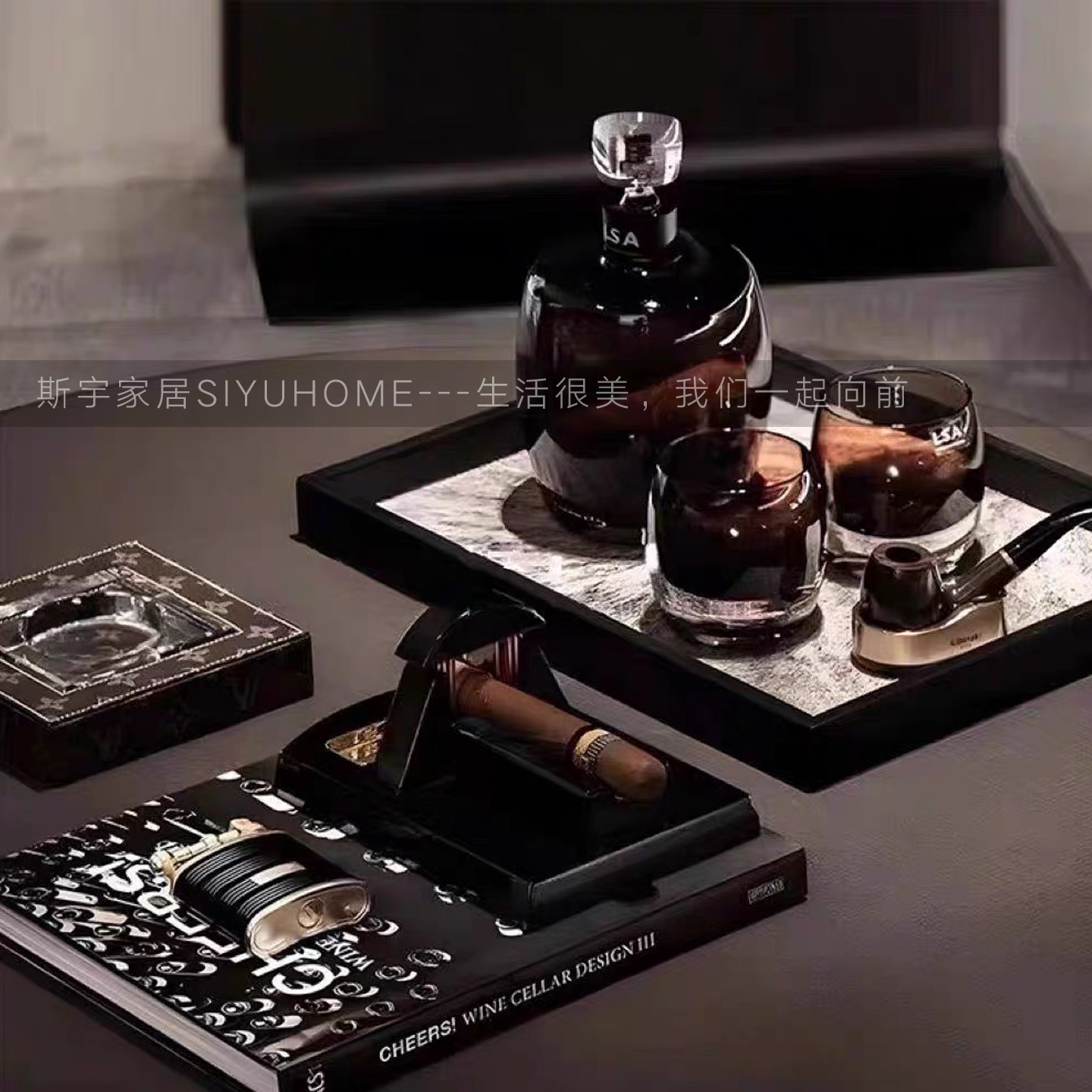 中古风客厅茶几装饰摆件