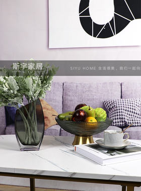 客厅茶几玻璃果盘装饰摆件