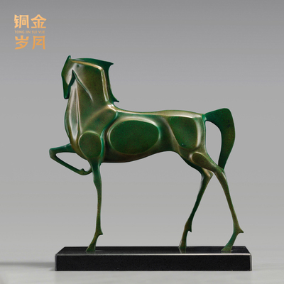 全黄铜塞外将军驹摆件工艺品新中式家居客厅书房酒柜办公室装饰品