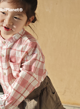 ppapa25新品女童外套柔软格子长袖宽松儿童格仔衬衣百搭衣 713153