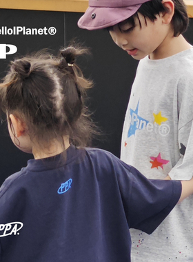 ppapa 25年夏季星星印花圆领套头打底休闲舒适儿童短袖T恤