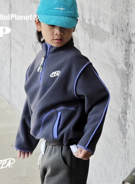 ppapa 立领加绒针织长袖儿童卫衣中性中大童 1013015