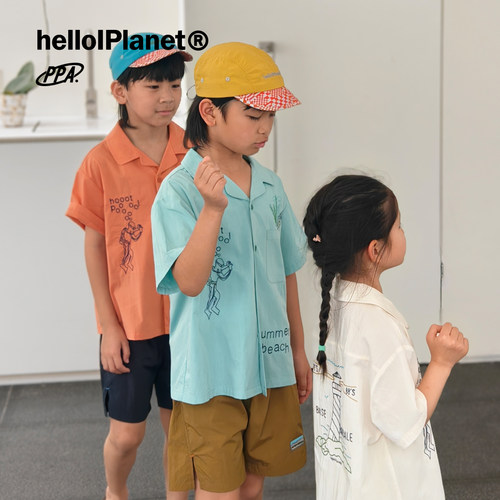 ppapa儿童轻薄凉感古巴领衬衫
