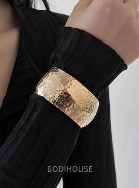 欧美跨境饰品 时尚椭圆串珠弹簧手镯 设计感宽面合金bracelet套装