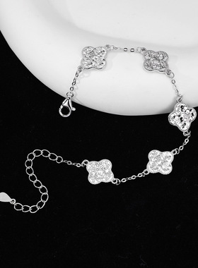 925银四叶草手链女轻奢小众设计精致链条手饰高级感