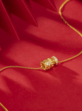 奢华黄金色四叶草缎带锁骨链女