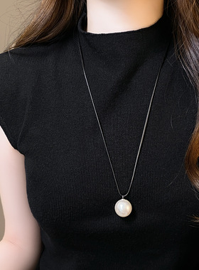 气质珍珠吊坠项链女百搭