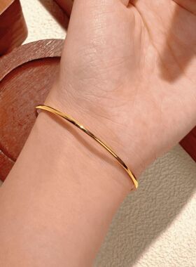 925银简约素圈弹力手镯女轻奢