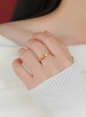 轻奢锦鲤锆石开口可调女戒