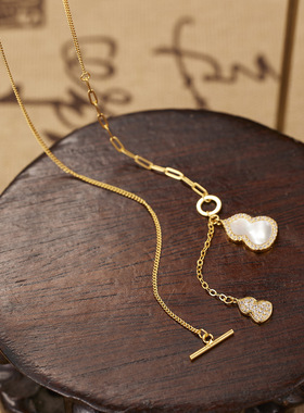 复古925银葫芦锁骨链女款轻奢