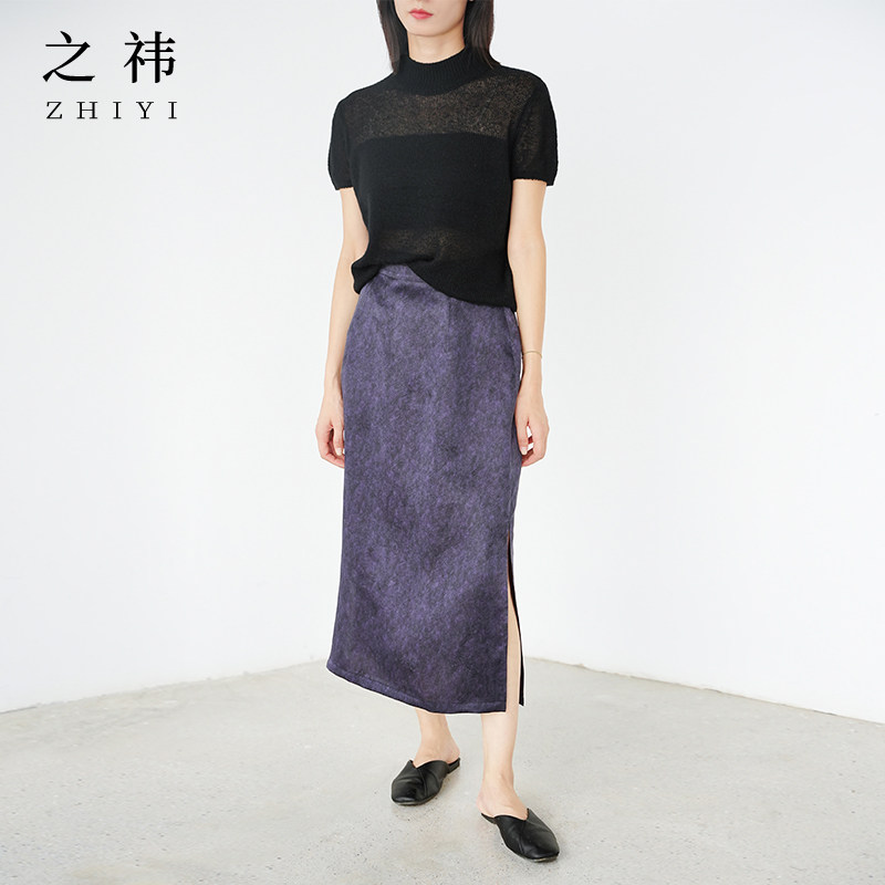 之祎ZHIYI 黑色 红色真丝羊绒小立领上衣正肩女针织毛衣