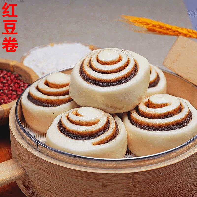 大笑广式红豆卷530g12个广式包点早餐冷冻半成品茶点酒店蒸笼早点图片