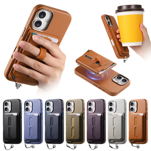 magsafe腕带卡包苹果17p适用苹果16promax手机壳新款iPhone15高级感14pro防摔13磁吸充电保护套防丢绳17air