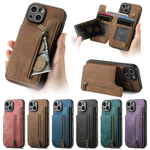 苹果16拉链零钱包卡套适用iphone15手机壳卡包苹果14promax全包镜头12mini可放卡13背贴15插卡11外壳7plus支