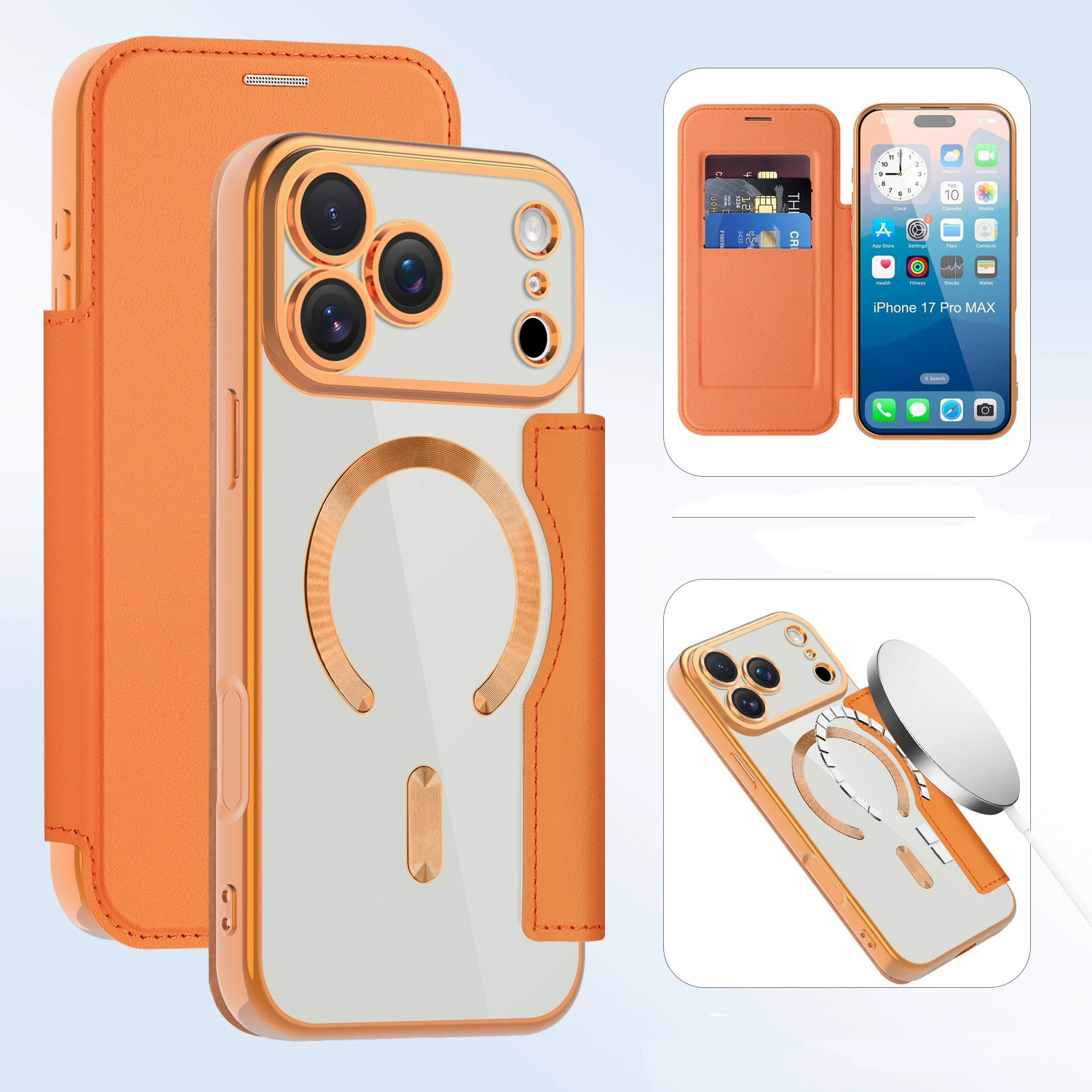 17翻盖卡槽适用苹果17promax手机壳新款iPhone16e带卡包15plus掀盖插卡14放卡13磁吸12全包摄像头Air防摔皮套