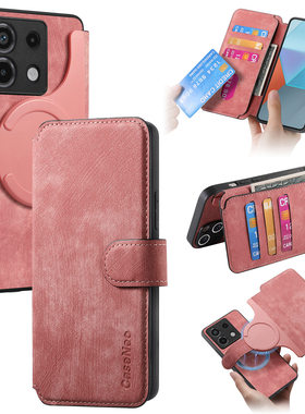 磁吸充电红米Turbo3皮套适用红米90Promax手机壳k40/50Ultra卡包Note12Turbo/11/10/9s防摔note14pro+保护套