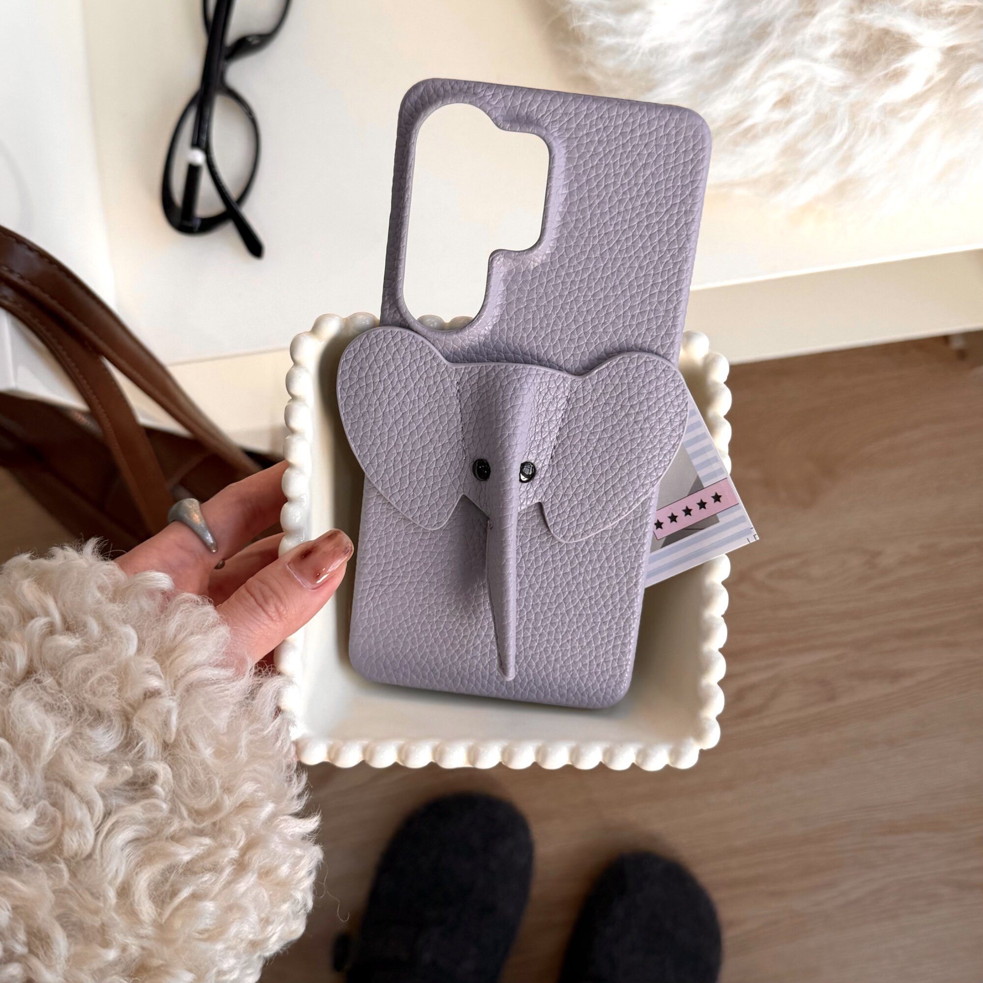 三星S24FE高级感皮质大象适用三星S25Edge手机壳三星S23Ultra保护套防摔三星S22+女款轻奢三星s25ultra手机壳