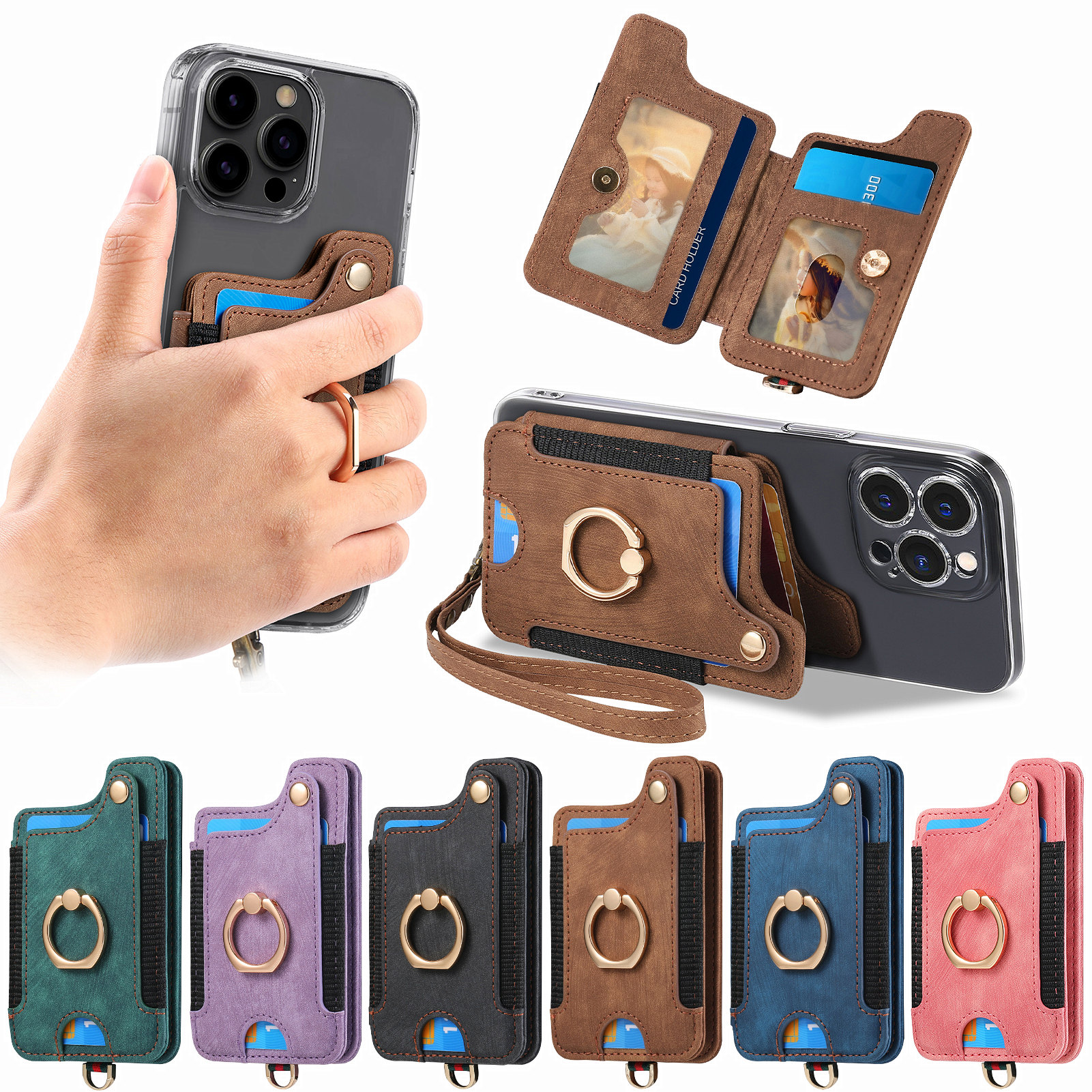 BEFOSPEY苹果15纯色手机卡包卡套