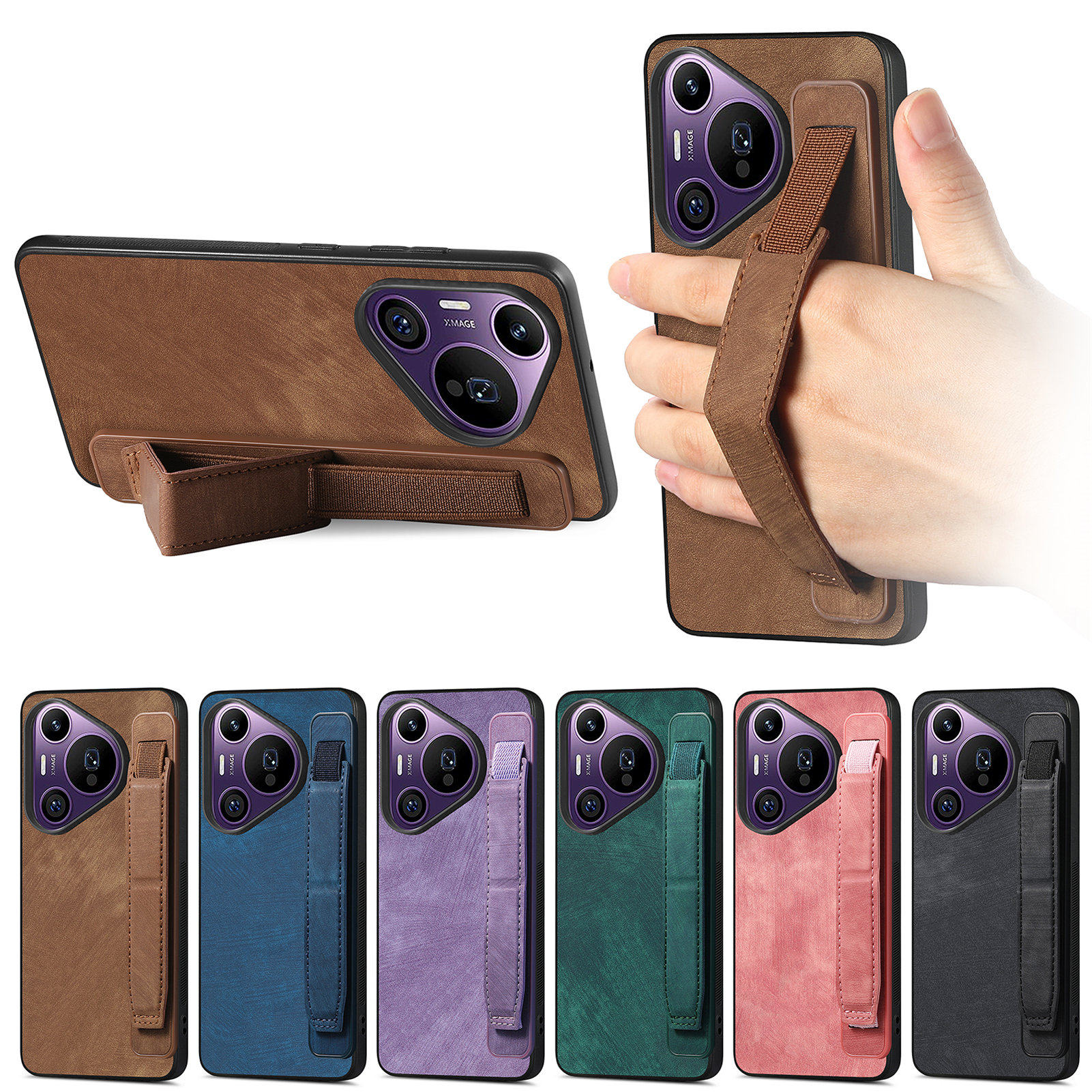 立式腕带适用华为P70手机壳支架华为nova14Pro全包荣耀400Pro保护壳 Pura80Pro肤感华为Pura70简约硅胶防摔90