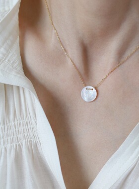 木芙蓉花朵贝壳圆形项链