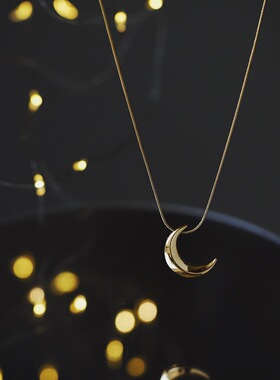 弦月项链立体钛钢星月蛇骨链