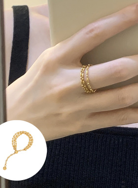 镀金戒指钛钢可调节时尚女