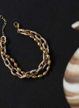 滴油手链芮苼钛钢镀金