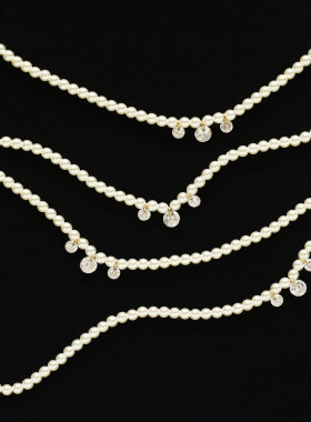 Baby珠2.5mm锆石眼泪锁骨链