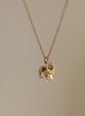 积木玩具可爱小狮子小动物童趣项链锁骨链 钛钢镀14K金 XL030