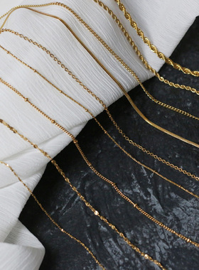 满天星裸链花瓣麻花蛇骨竹节项链