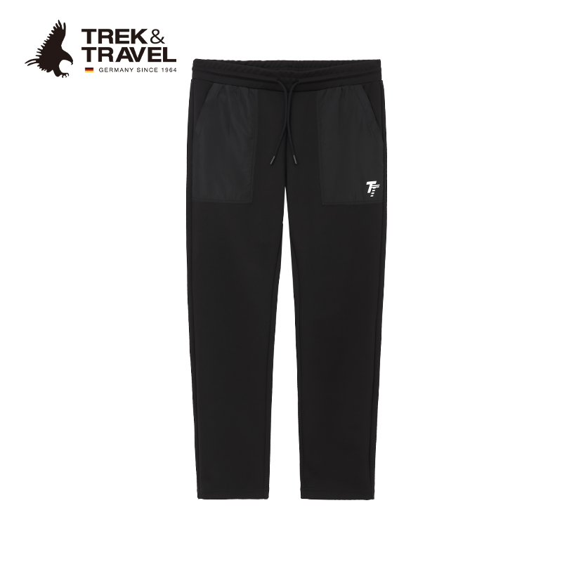 TREK&TRAVEL德国飞鹰男装宽松运动针织休闲裤男直筒卫裤抽绳长裤