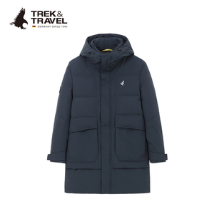 TREK＆TRAVEL德国飞鹰冬季新款男士休闲连帽保暖中长款羽绒服外套
