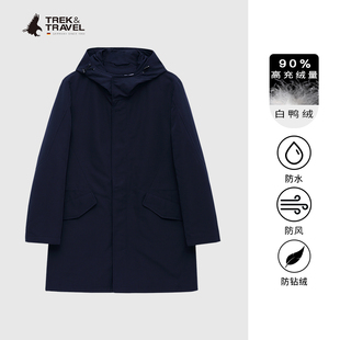TREKTRAVEL德国飞鹰男士中长款连帽羽绒服工装风商务休闲保暖外套