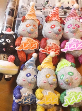 日单正版景品FuRyu 三A熊 AAA 彩虹熊10周年 生日PATY熊 公仔挂件