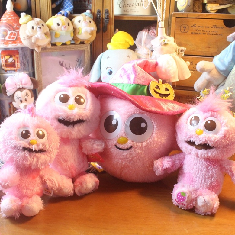 日单 正版 芝麻街艾摩 moppy毛绒公仔蓝饼怪 粉饼怪玩偶 娃娃挂件