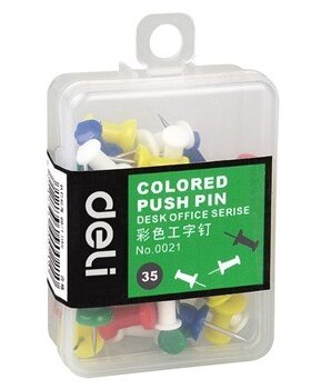 得力0021彩色工字钉 美式图钉 按钉素描书写图钉安全易用图钉