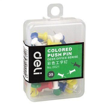 得力0021彩色工字钉 美式图钉 按钉素描书写图钉安全易用图钉