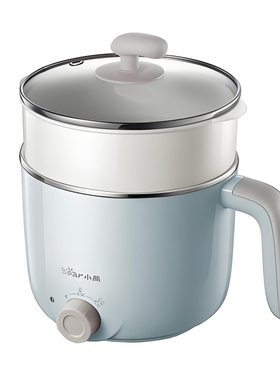 小熊电煮锅DRG-C12R5不粘锅涂层内胆家用1.2升双层带蒸笼600瓦