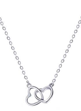 双心项链女轻奢小众潮爱心吊坠