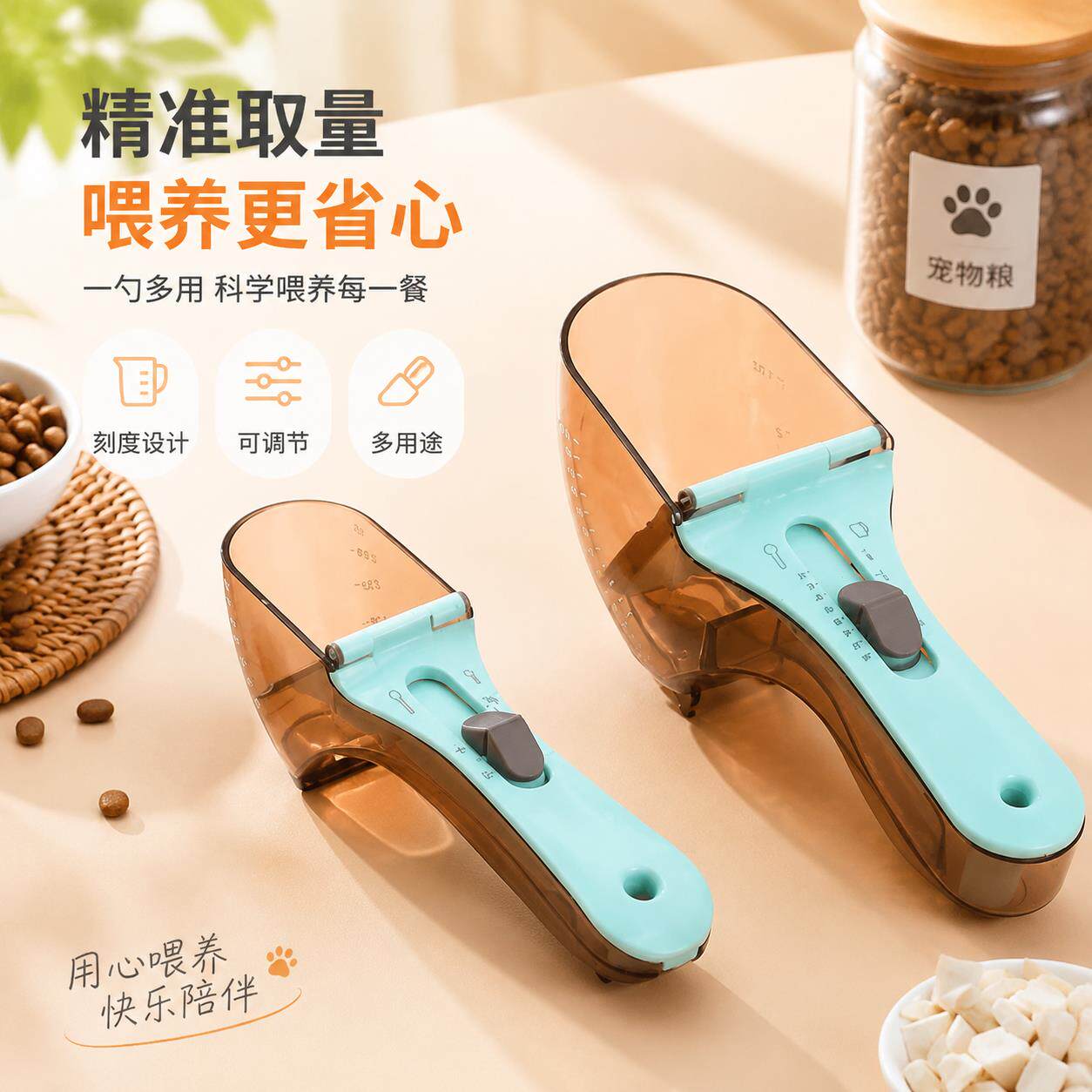 猫粮勺子多功能可调铲量称重计量勺宠物狗狗猫咪粮食勺喂食用量杯